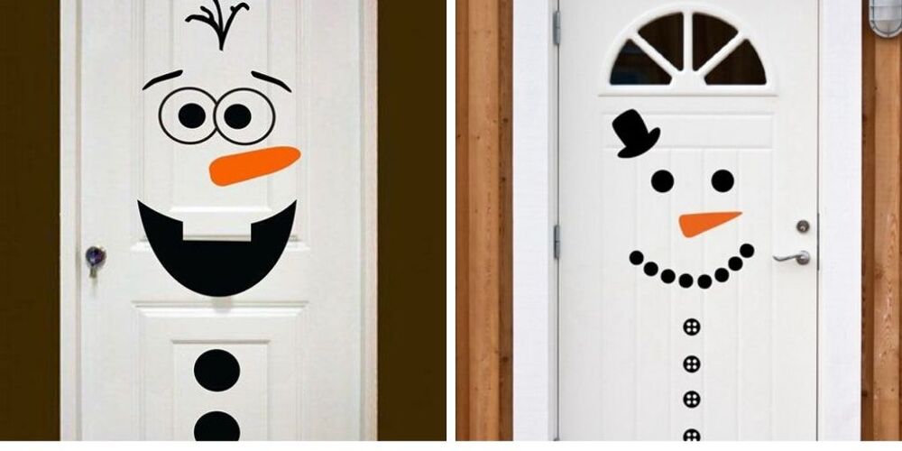 оформление комнатной двери на новый год в виде персонажа мультика